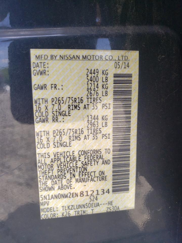 5N1AN0NW2EN812134 2014 Nissan Xterra X