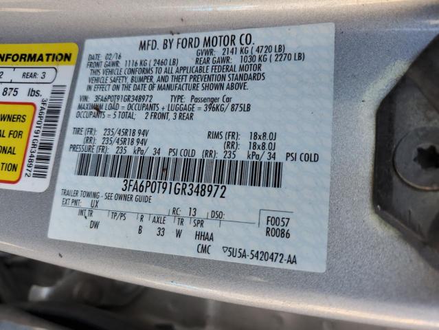 2016 FORD FUSION SE - 3FA6P0T91GR348972