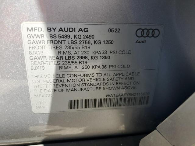 VIN WA1EAAFY6N2115679 2022 Audi Q5, Premium Plus 45 no.14