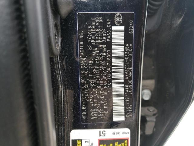 VIN 4T1C11AK0NU718093 2022 Toyota Camry, LE no.12