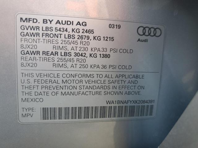 2019 Audi Q5 Premium Plus VIN: WA1BNAFYXK2084391 Lot: 61876464