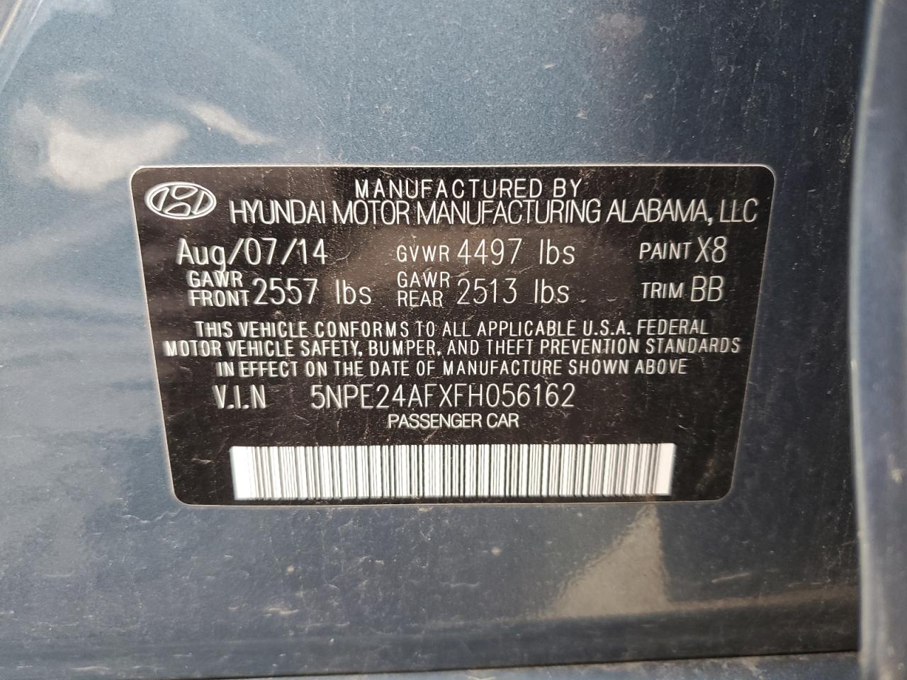5NPE24AFXFH056162 2015 Hyundai Sonata Se