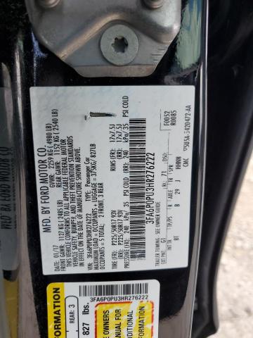 VIN 3FA6P0PU3HR276222 2017 Ford Fusion, Se Phev no.12