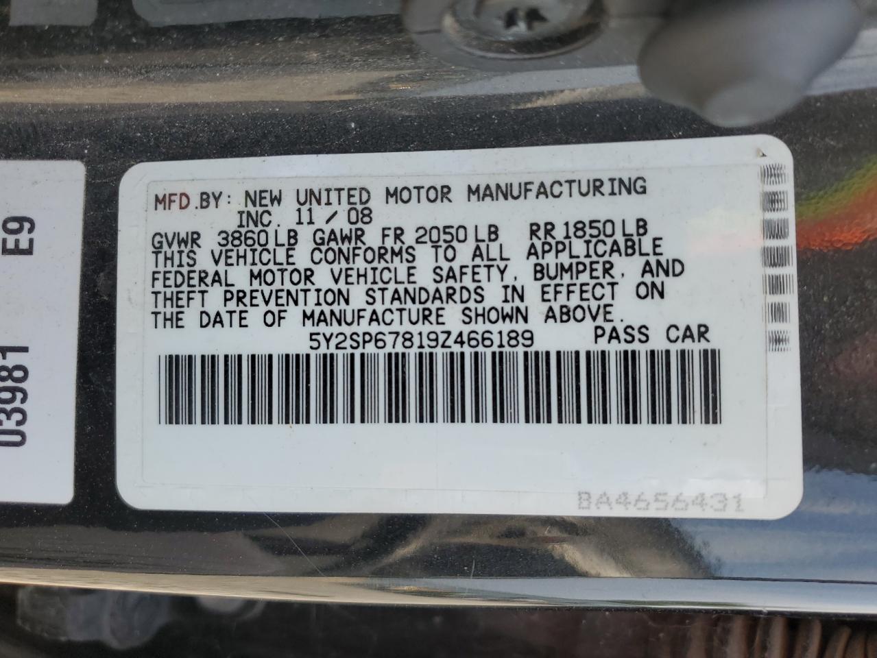 5Y2SP67819Z466189 2009 Pontiac Vibe