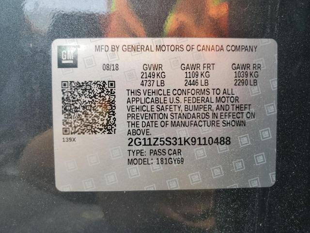 2019 Chevrolet Impala Lt VIN: 2G11Z5S31K9110488 Lot: 62444594