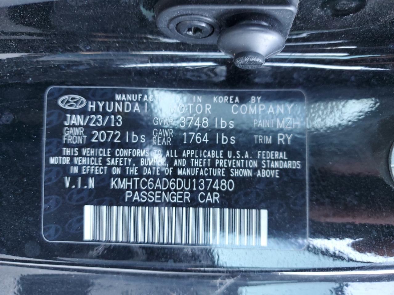 KMHTC6AD6DU137480 2013 Hyundai Veloster