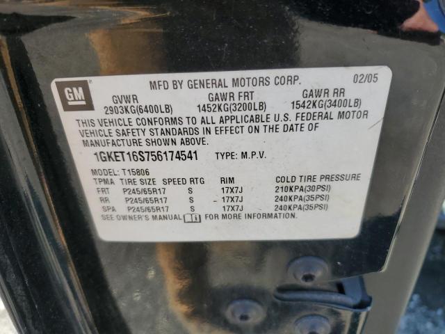 2005 GMC Envoy Xl VIN: 1GKET16S756174541 Lot: 61073984