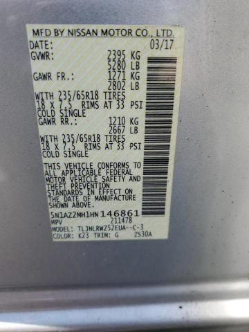 2017 Nissan Murano S VIN: 5N1AZ2MH1HN146861 Lot: 60967094