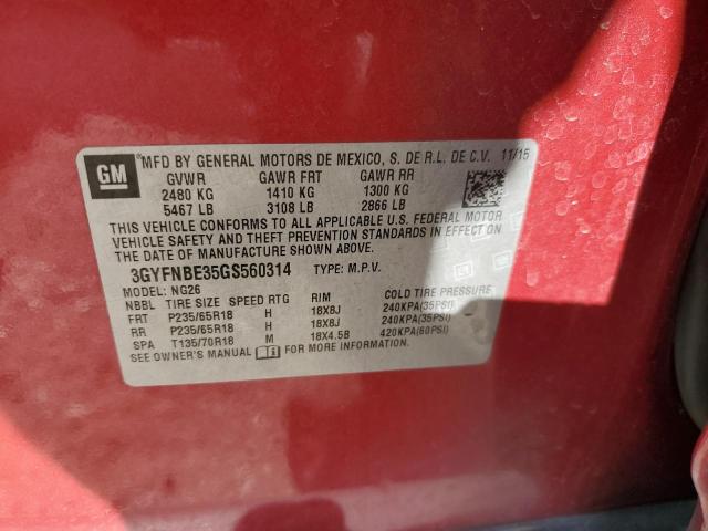 2016 Cadillac Srx Luxury Collection VIN: 3GYFNBE35GS560314 Lot: 62295584