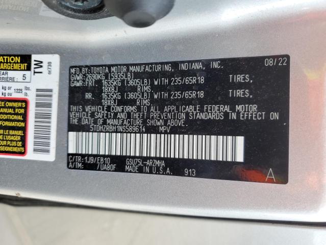 VIN 5TDHZRBH1NS589614 2022 Toyota Highlander, Xle no.13