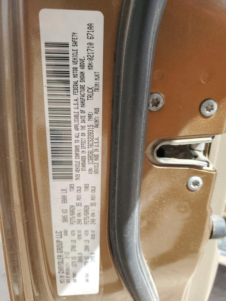 1C6RD6LT6CS228315 2012 Dodge Ram 1500 Slt