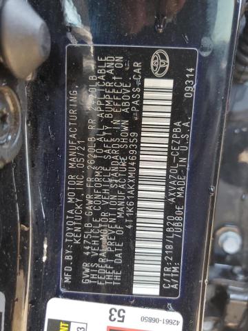 VIN 4T1K61AKXMU469359 2021 Toyota Camry, Xse no.13