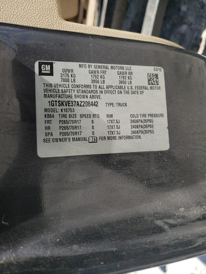 1GTSKVE37AZ208442 2010 GMC Sierra K1500 Sle