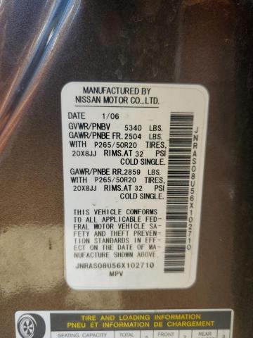 2006 Infiniti Fx35 VIN: JNRAS08U56X102710 Lot: 62506984