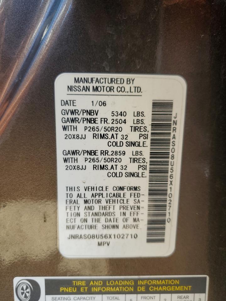 JNRAS08U56X102710 2006 Infiniti Fx35