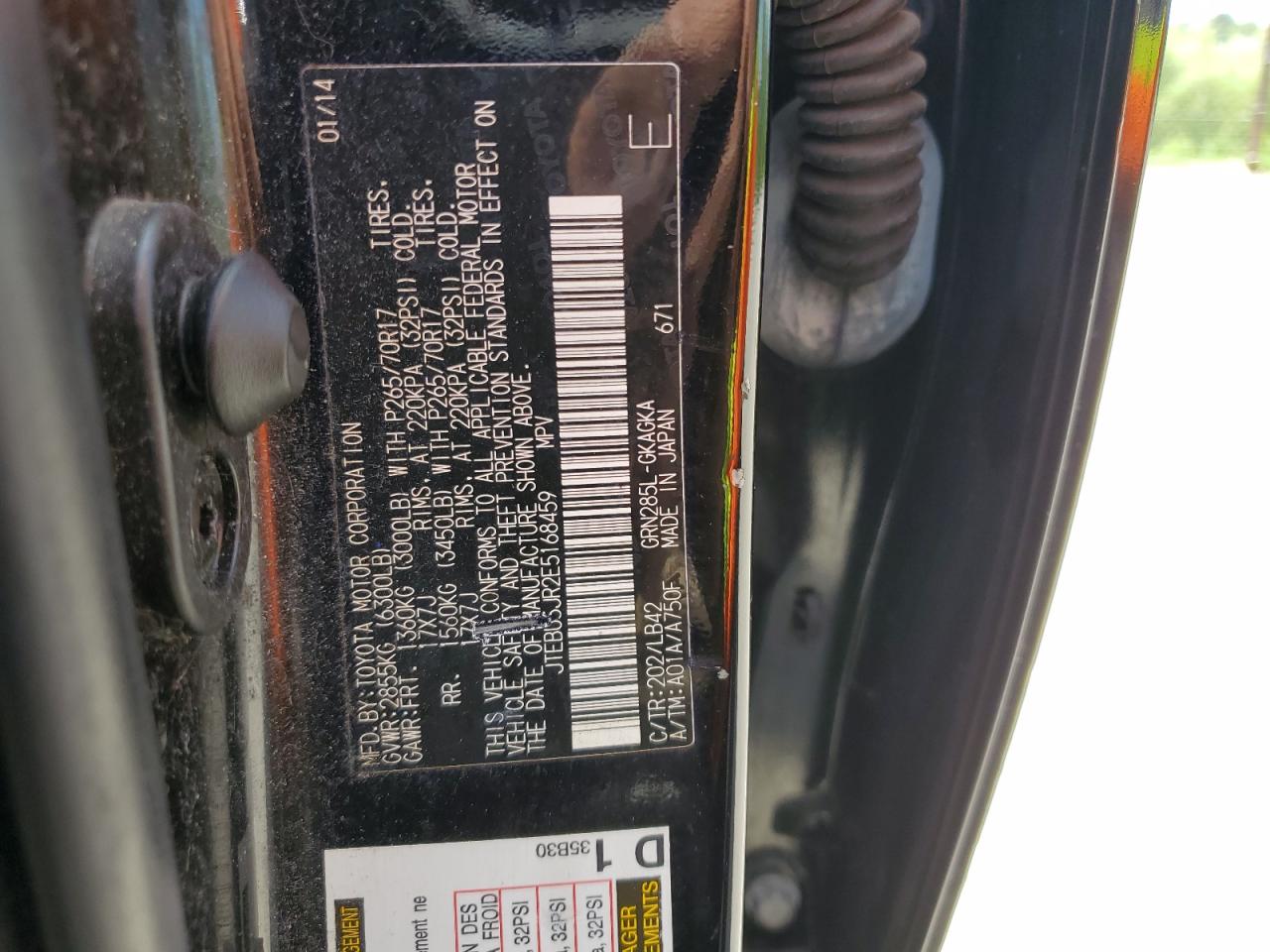 JTEBU5JR2E5168459 2014 Toyota 4Runner Sr5