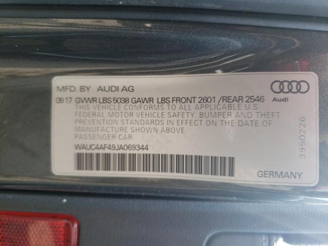 2018 AUDI S4 PRESTIG WAUC4AF49JA069344