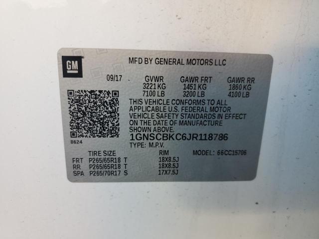 2018 CHEVROLET TAHOE C150 1GNSCBKC6JR118786  64791214