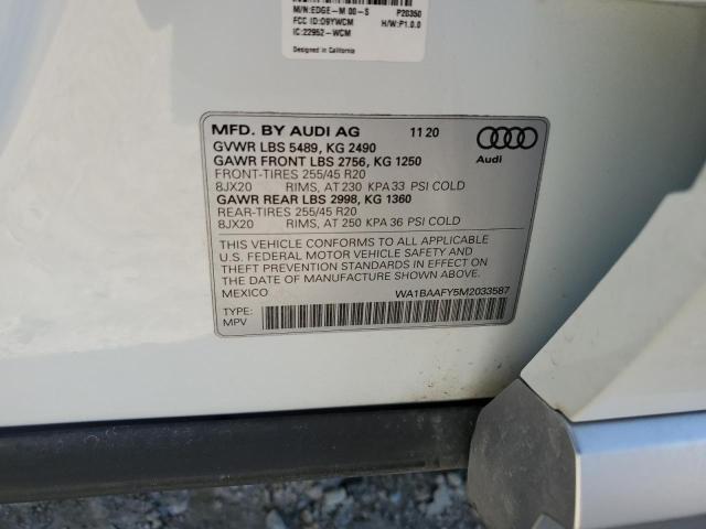 VIN WA1BAAFY5M2033587 2021 Audi Q5, Premium Plus no.14