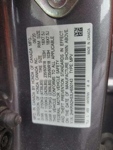 VIN 2HKRW2H53LH650143 2020 Honda CR-V, EX no.12