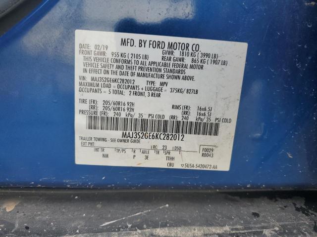 2019 Ford Ecosport Se VIN: MAJ3S2GE6KC282012 Lot: 61896744