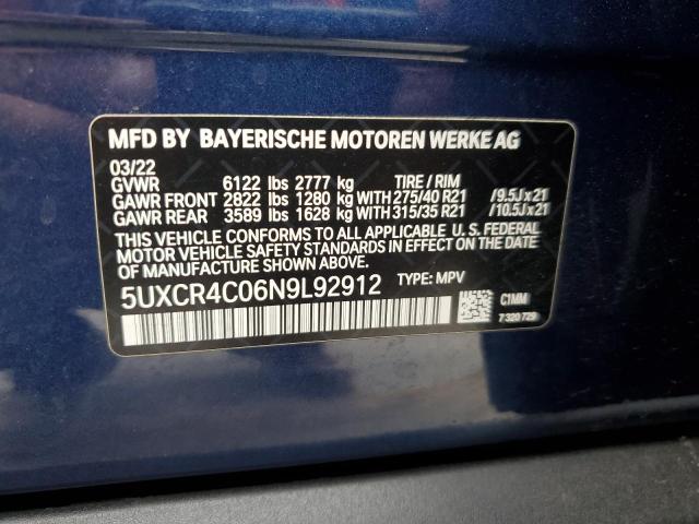 2022 BMW X5 Sdrive 40I VIN: 5UXCR4C06N9L92912 Lot: 61485714