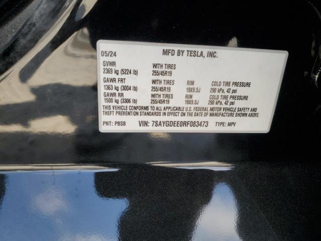 VIN 7SAYGDEE0RF083473 2024 Tesla MODEL Y no.12