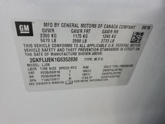 2016 GMC Terrain Slt VIN: 2GKFLUEK1G6352836 Lot: 61914554