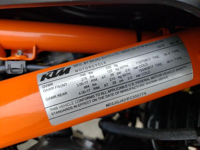2015 KTM RC 390 MD2JGJ401FC255774