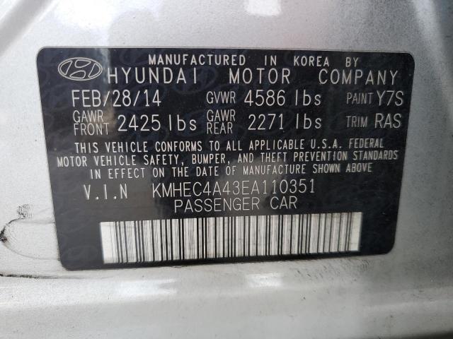 2014 Hyundai Sonata Hybrid VIN: KMHEC4A43EA110351 Lot: 62201814
