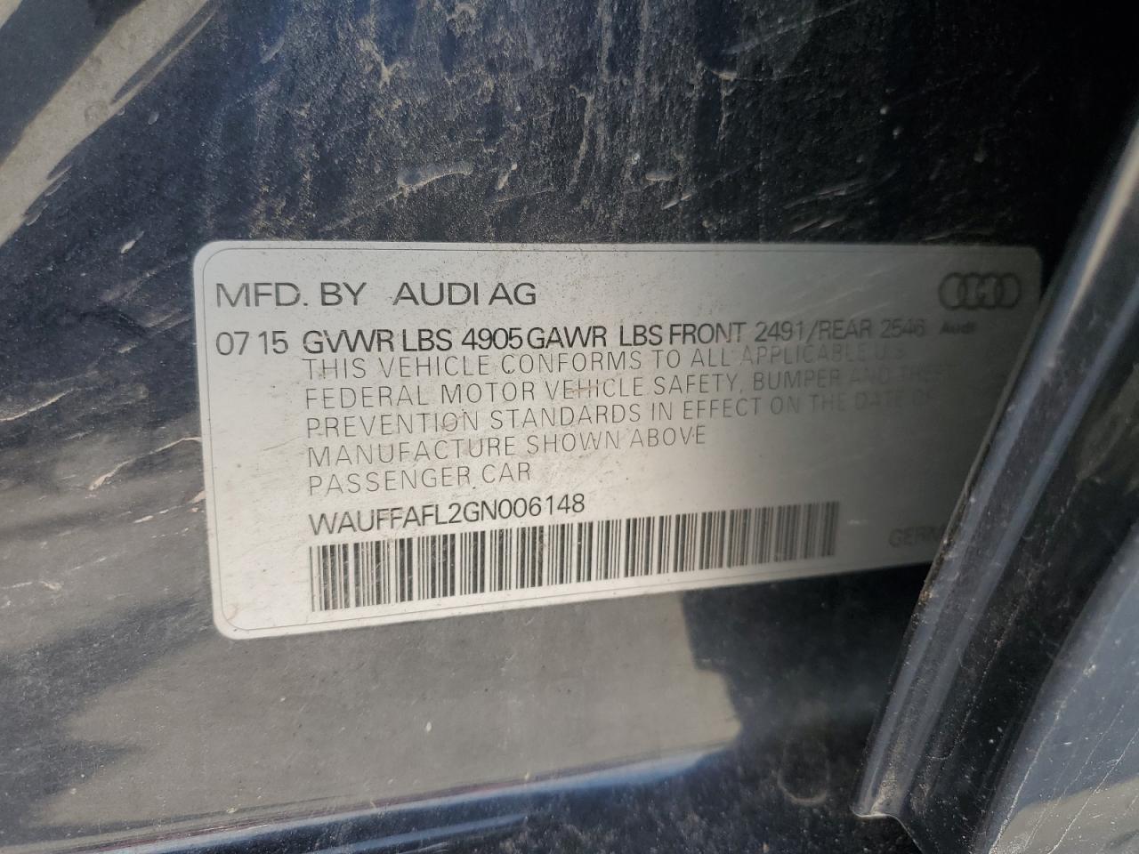 WAUFFAFL2GN006148 2016 Audi A4 Premium Plus S-Line