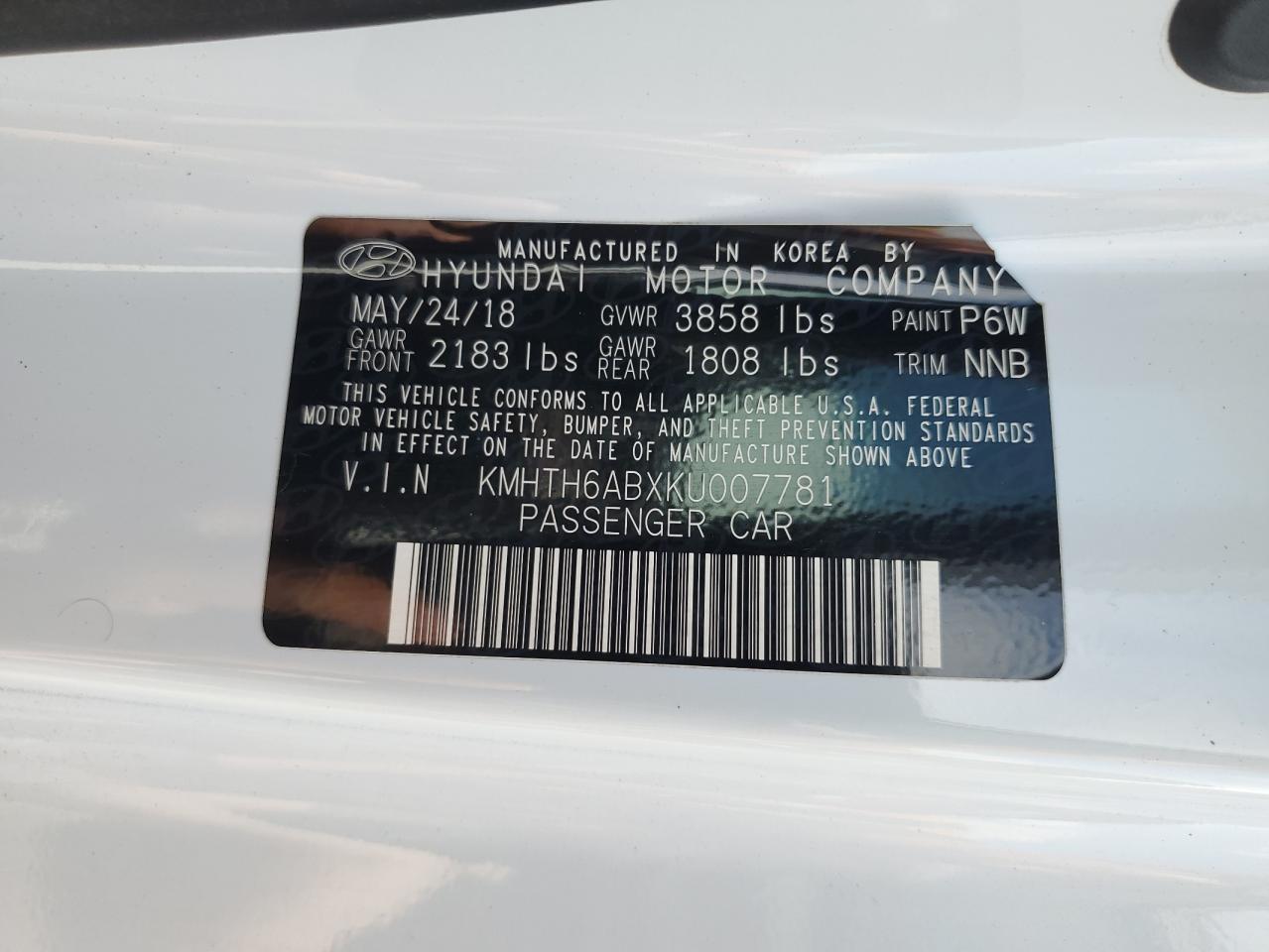 KMHTH6ABXKU007781 2019 Hyundai Veloster Turbo