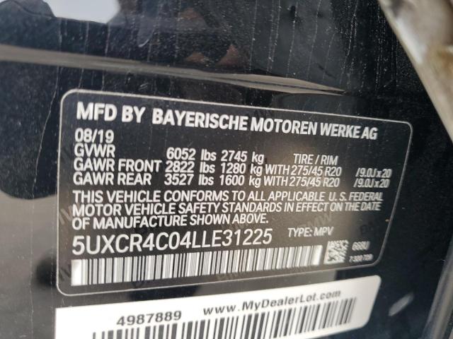 VIN 5UXCR4C04LLE31225 2020 BMW X5, Sdrive 40I no.12