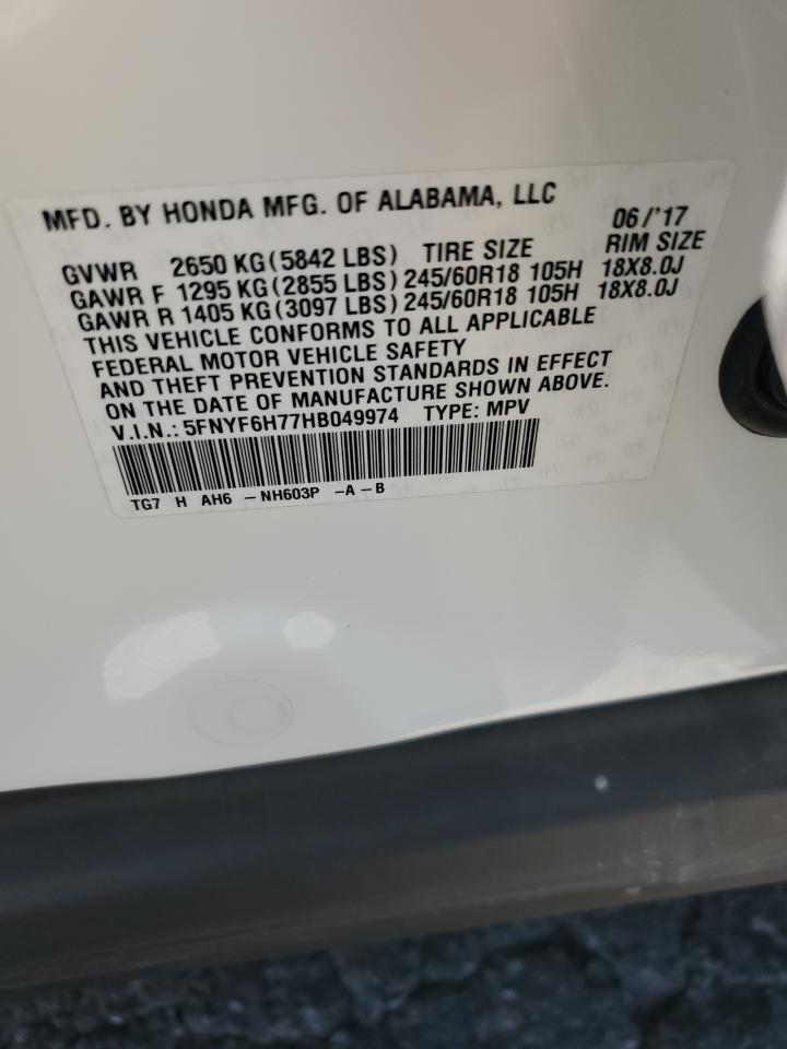 5FNYF6H77HB049974 2017 Honda Pilot Exln