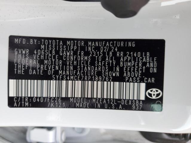 VIN 5YFS4MCE7RP189762 2024 Toyota Corolla, SE no.12