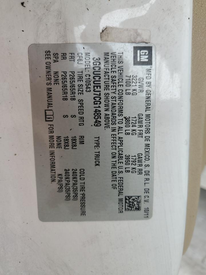 3GCUCUEJ7CG148549 2012 Chevrolet Silverado C1500 Hybrid