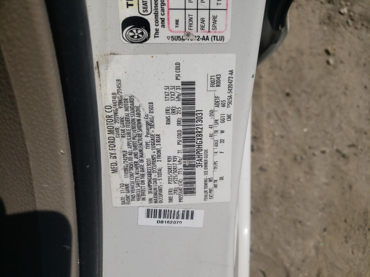 3FAHP0HGXBR213031 2011 Ford Fusion Se