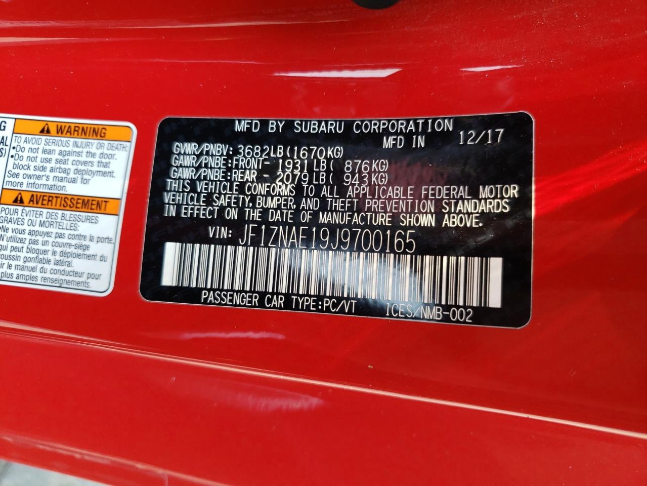 JF1ZNAE19J9700165 2018 Toyota 86 Gt