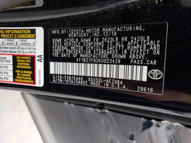 2019 Toyota Avalon Xle VIN: 4T1BZ1FB2KU023428 Lot: 60412904