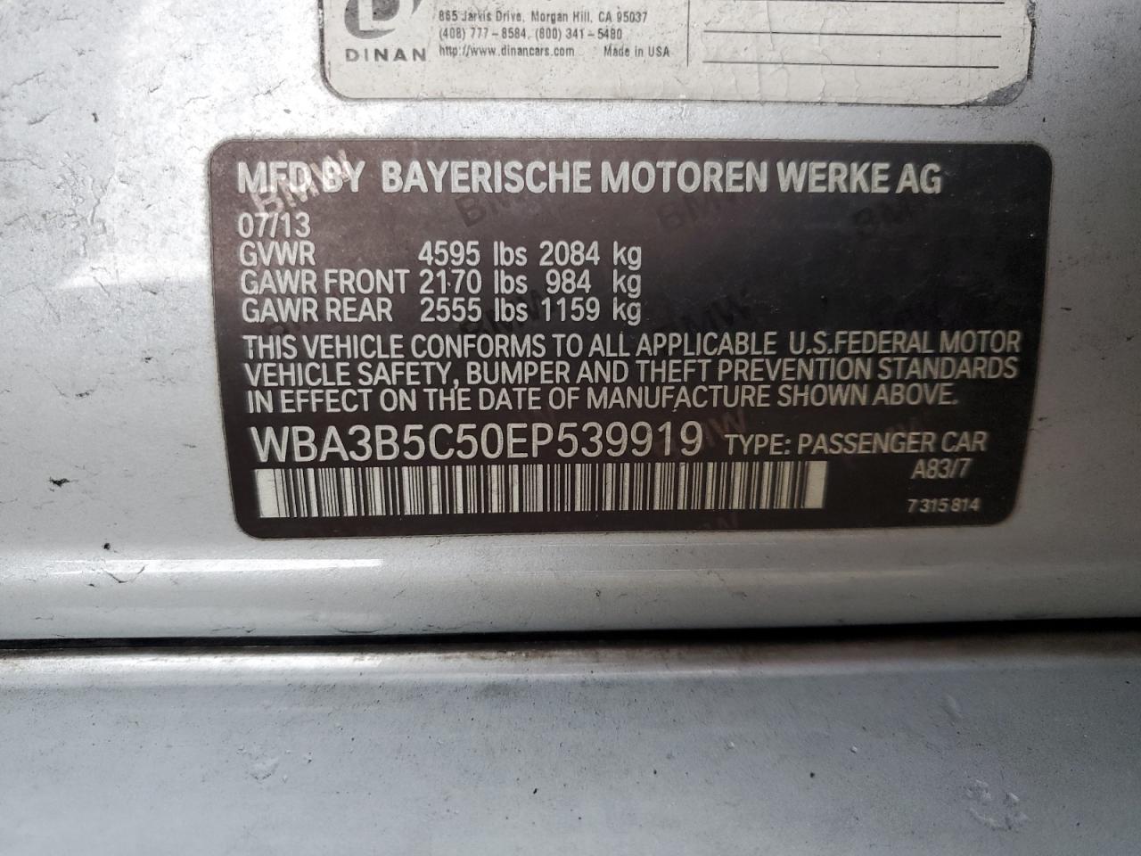 WBA3B5C50EP539919 2014 BMW 328 Xi Sulev
