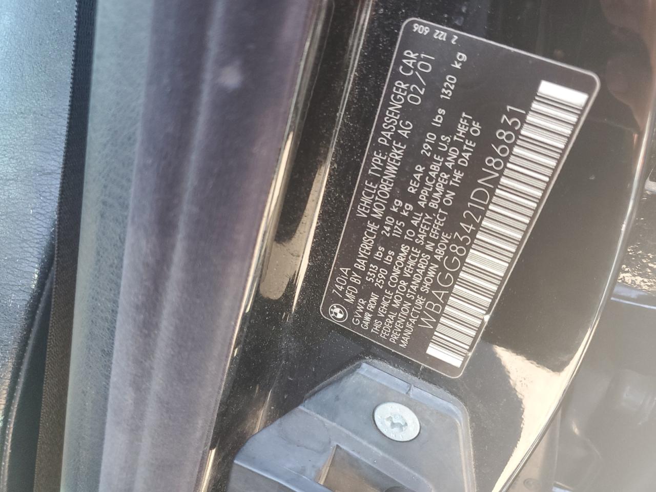 WBAGG83421DN86831 2001 BMW 740 I Automatic