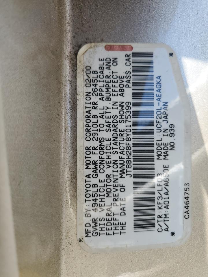 JT8BH28F8Y0175399 2000 Lexus Ls 400