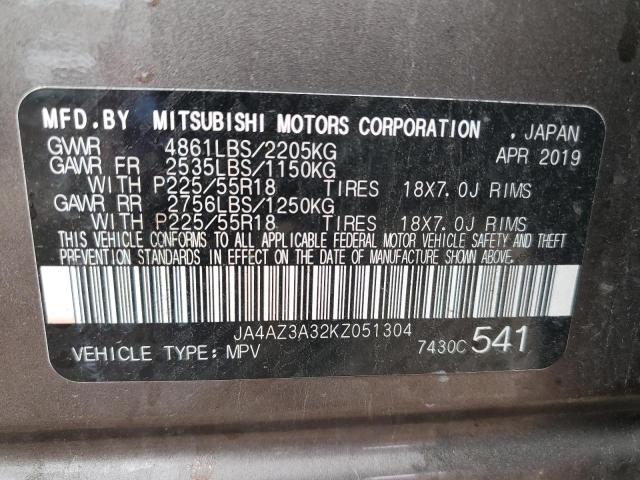 2019 Mitsubishi Outlander Se VIN: JA4AZ3A32KZ051304 Lot: 61814284