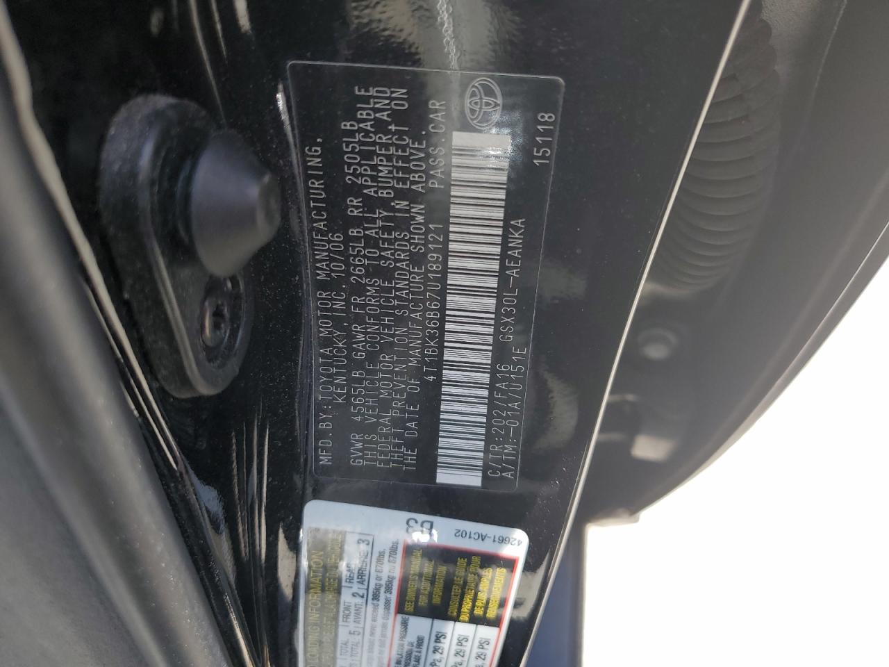 4T1BK36B67U189121 2007 Toyota Avalon Xl