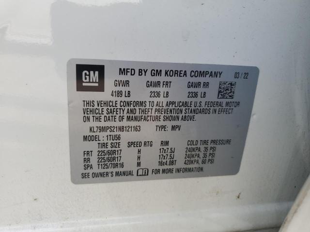 2022 Chevrolet Trailblazer Lt VIN: KL79MPS21NB121163 Lot: 61082614