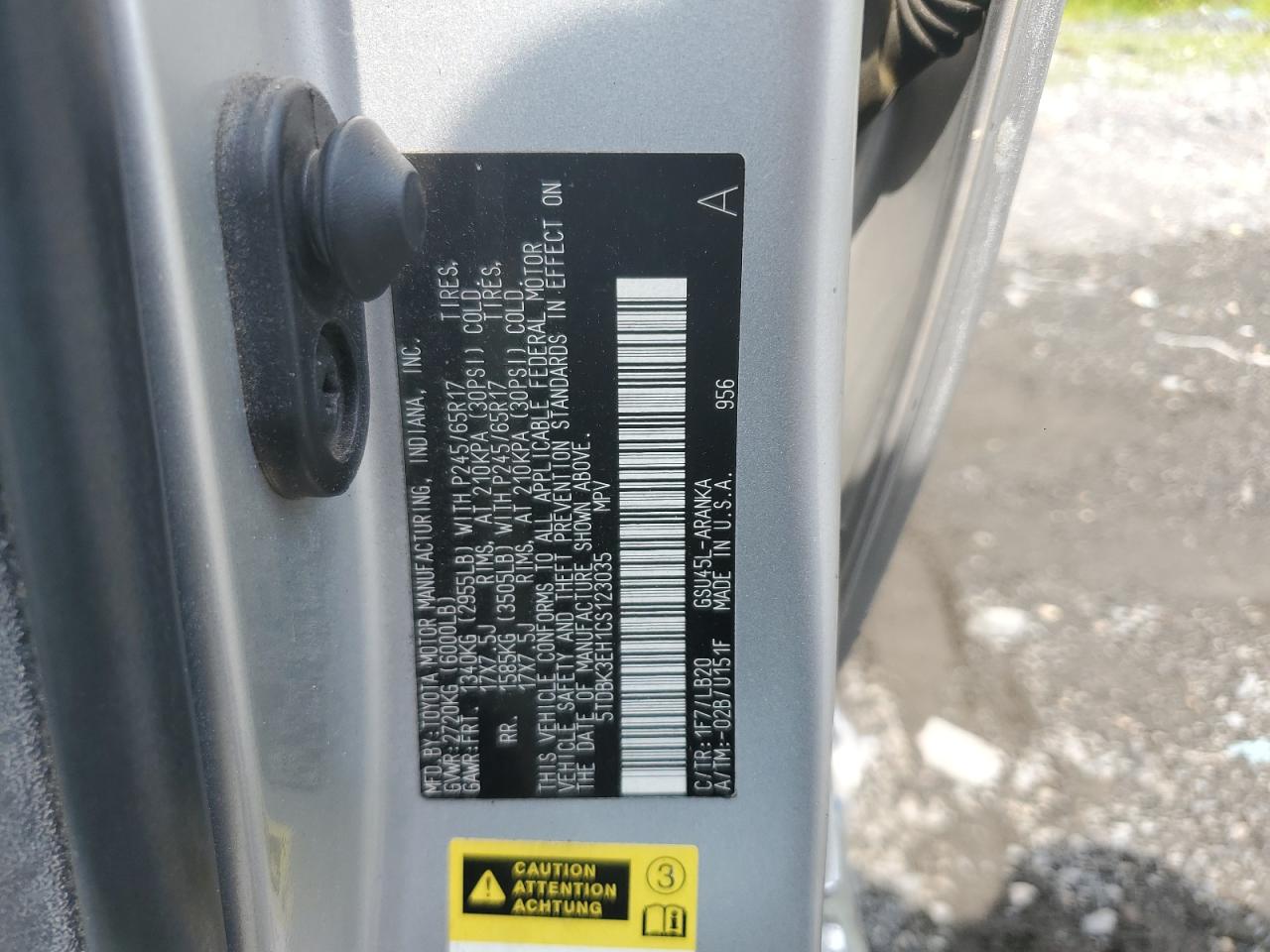 5TDBK3EH1CS123035 2012 Toyota Highlander Base