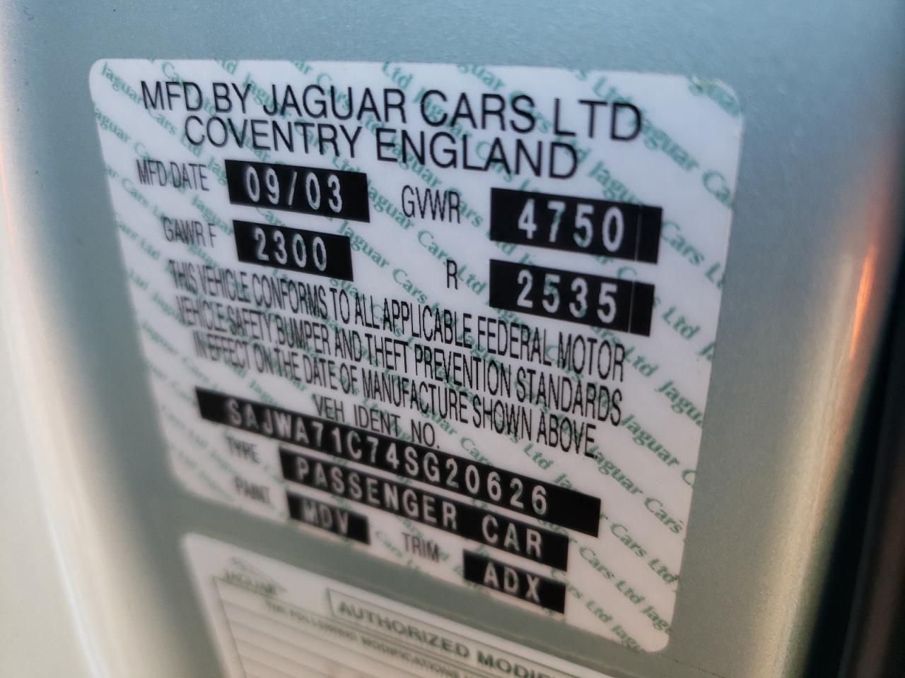 SAJWA71C74SG20626 2004 Jaguar Xj8