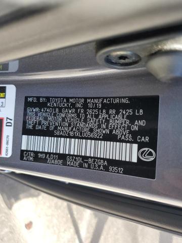 2020 Lexus Es 350 VIN: 58ADZ1B1XLU056922 Lot: 61271234