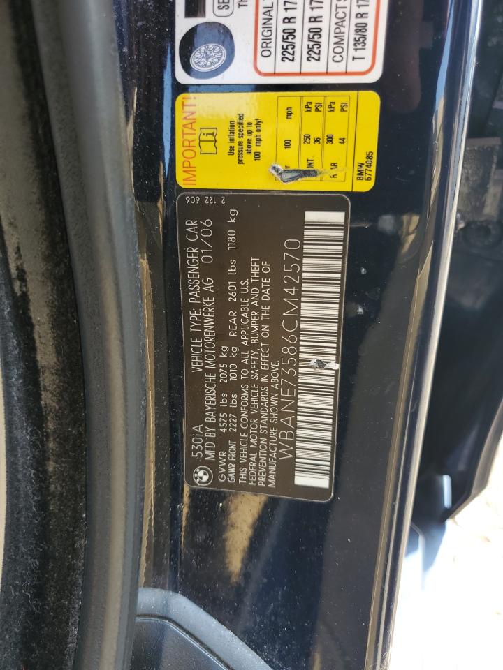 WBANE73586CM42570 2006 BMW 530 I