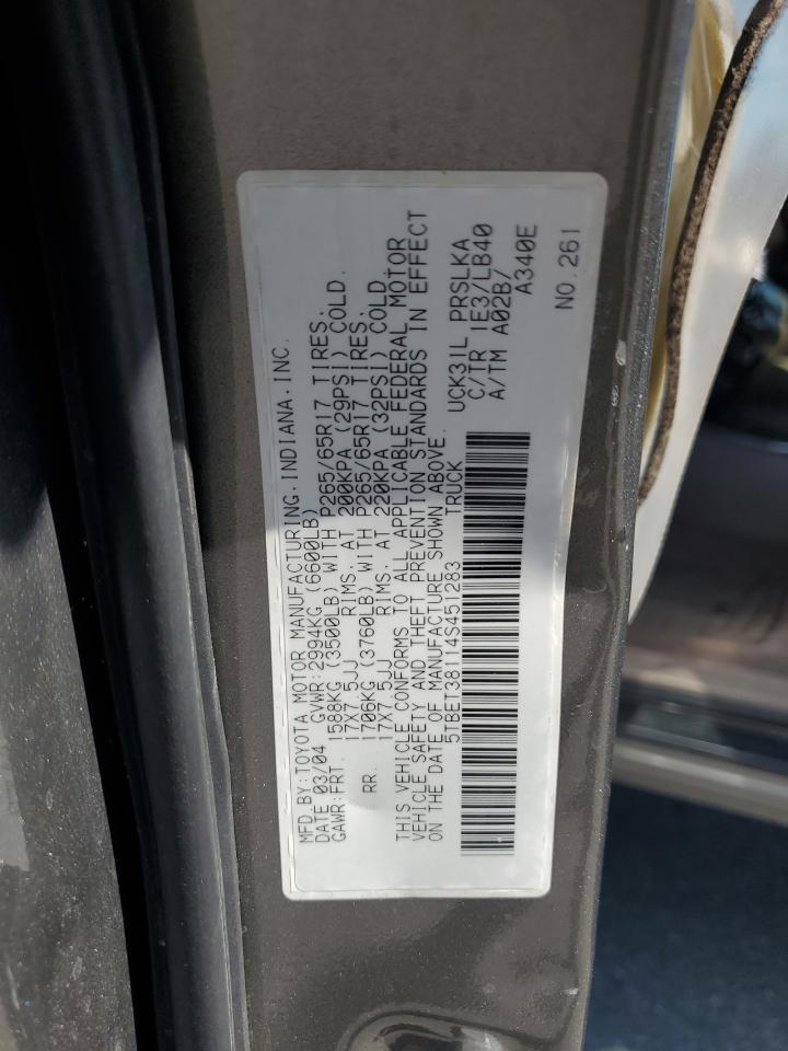 5TBET38114S451283 2004 Toyota Tundra Double Cab Limited